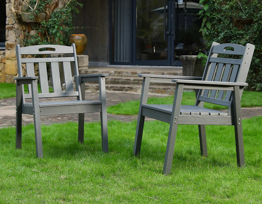 Stojanová jedálenská stolička Adirondack z HDPE v 2-balení Slate Grey