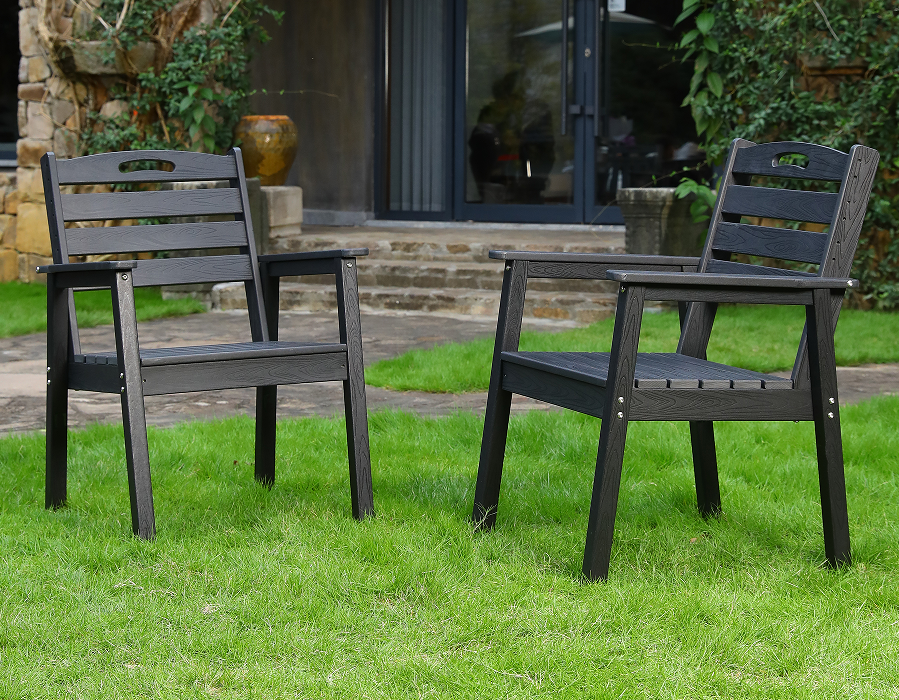 Čierna jedálenská stolička z HDPE Adirondack v 2-balení