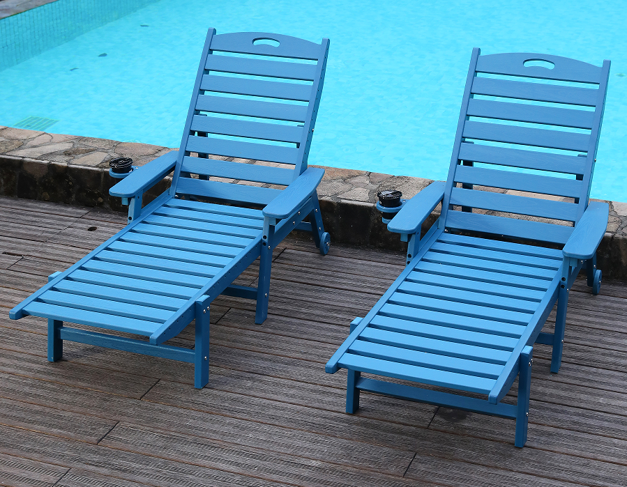 Serene Ocean Blue 2-balenie HDPE polohovacia súprava Adirondack