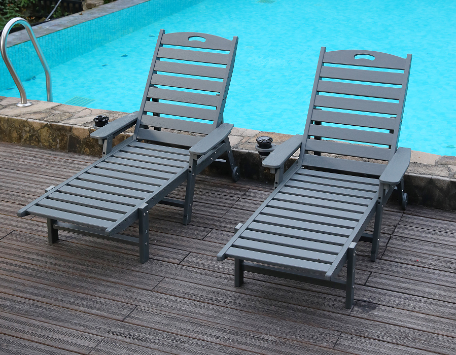 Storm Grey 2-balenie HDPE polohovacia súprava Adirondack Lounge