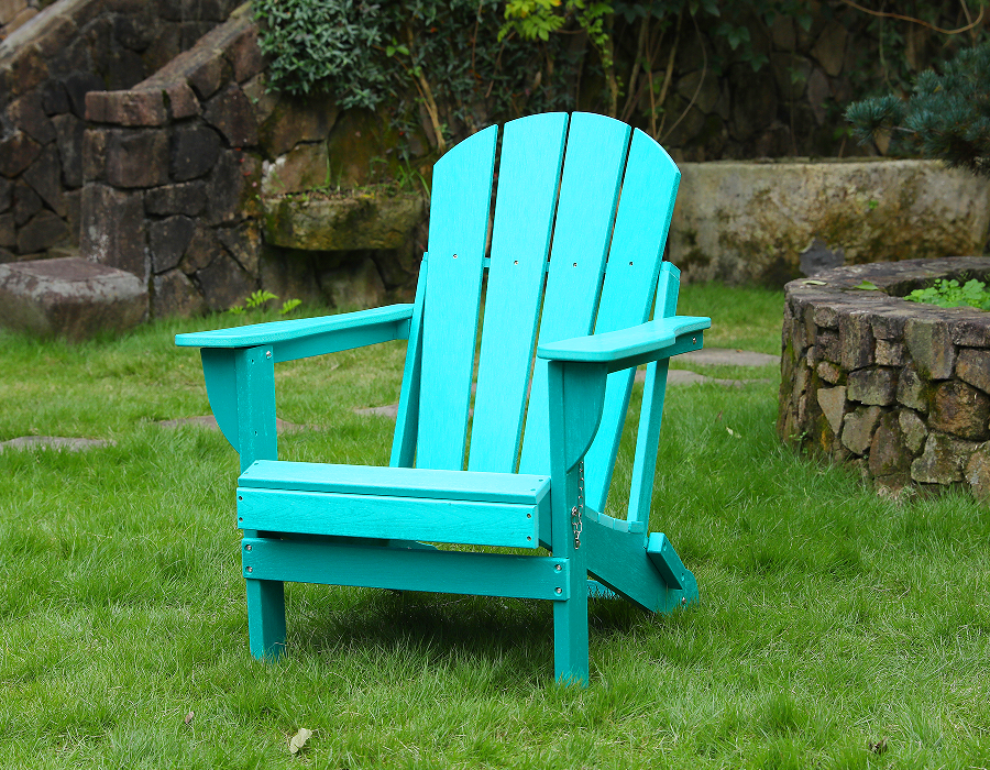 Žiarivá tyrkysová HDPE stolička Adirondack