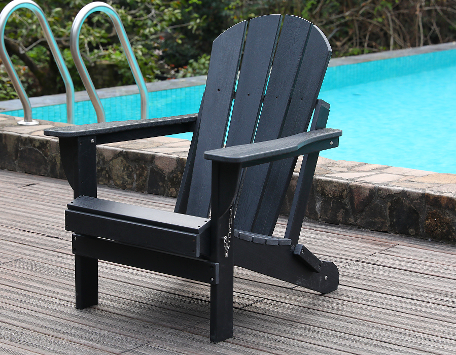 Čierna stolička HDPE Adirondack Frog do každého počasia