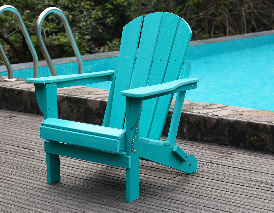 Žiarivá tyrkysová HDPE stolička Adirondack