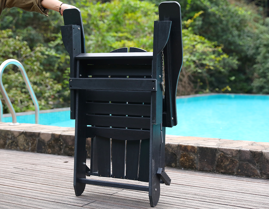 Čierna stolička HDPE Adirondack Frog do každého počasia