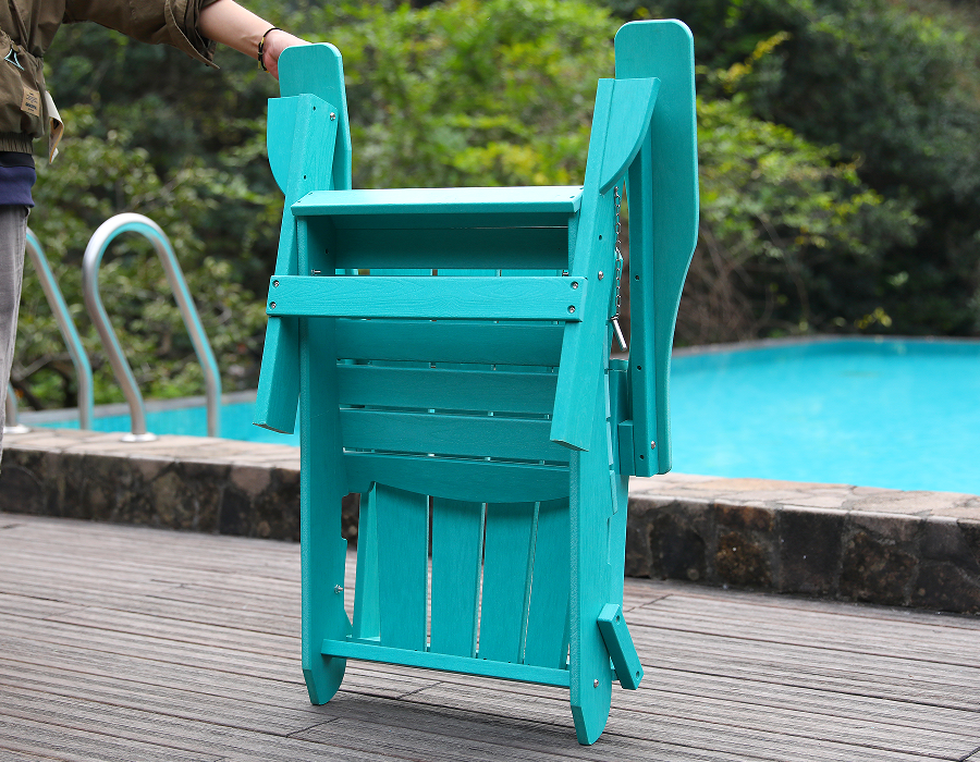 Žiarivá tyrkysová HDPE stolička Adirondack